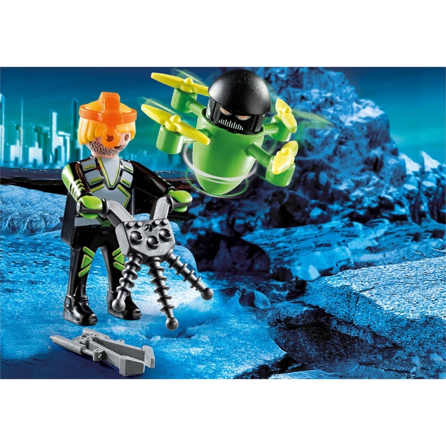 Playmobil - Juego de construcción para niños agente con un dron 12 piezas