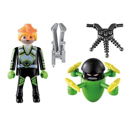 Playmobil - Juego de construcción para niños agente con un dron 12 piezas
