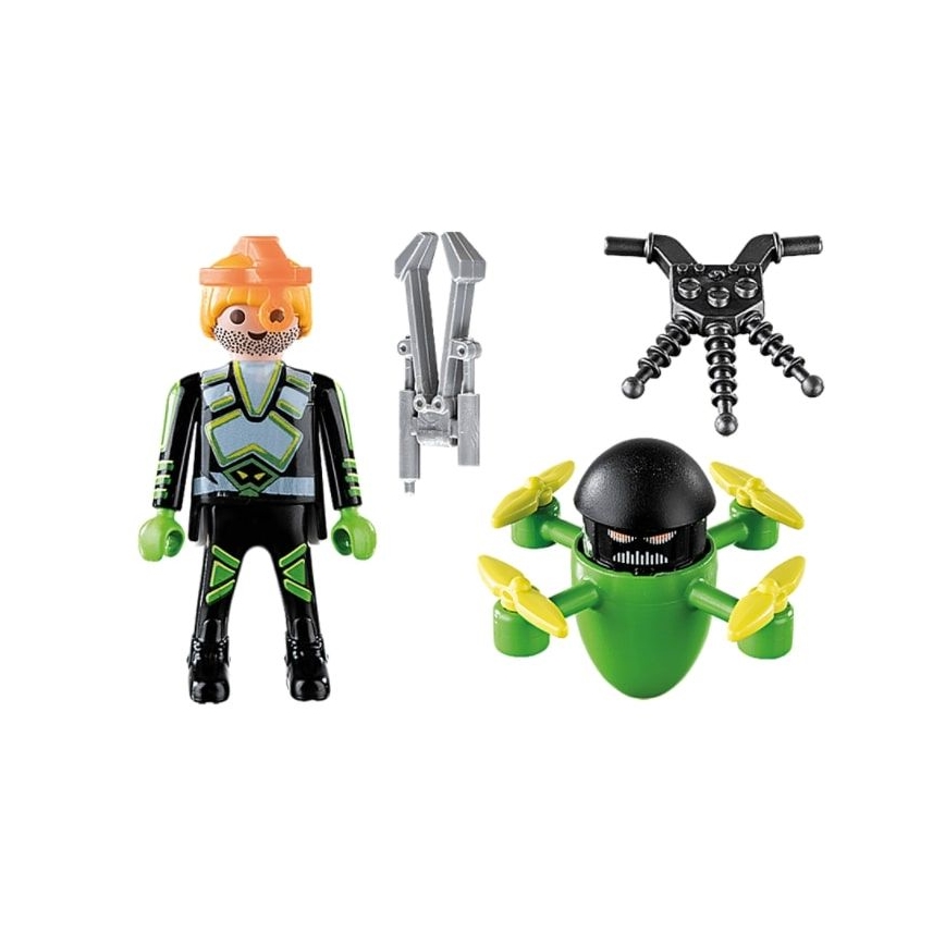 Playmobil - Juego de construcción para niños agente con un dron 12 piezas