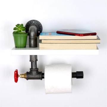 Portarrollos de papel higiénico con estante BORU 14x30 cm gris/blanco