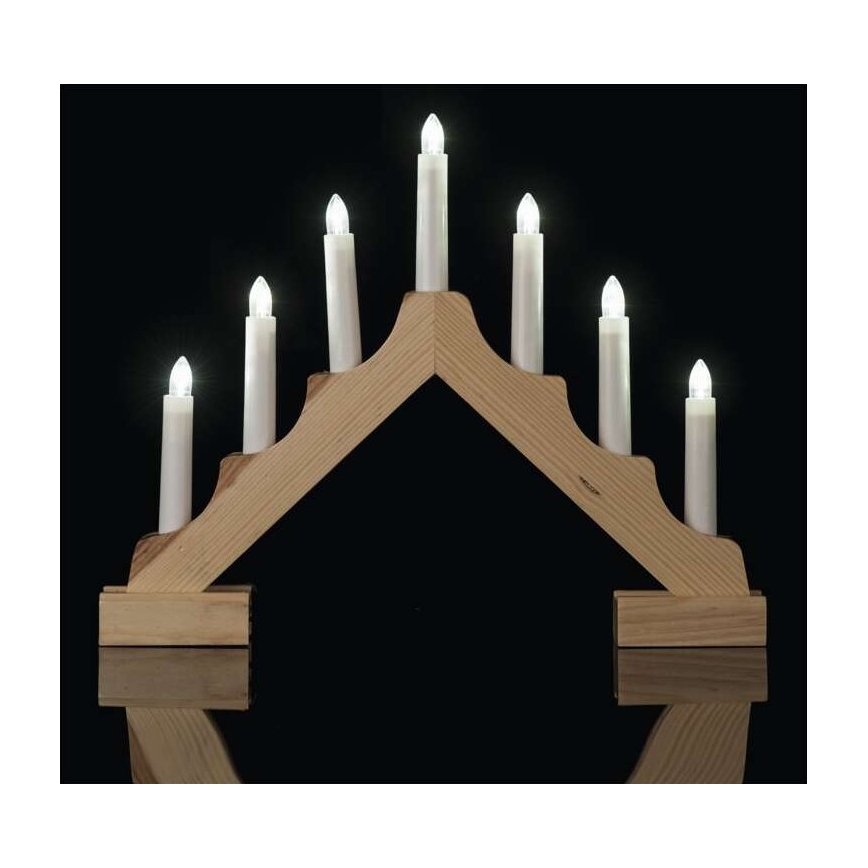 Portavelas de Navidad LED 7xLED/2xAA beige
