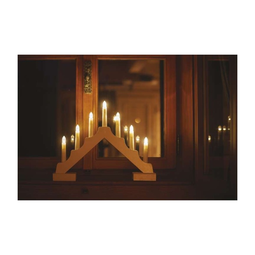 Portavelas de Navidad LED 7xLED/2xAA beige
