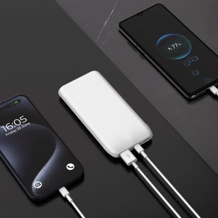 Power Bank 10000 mAh 10W Power Delivery 2xUSB-C + 1xUSB-A blanco