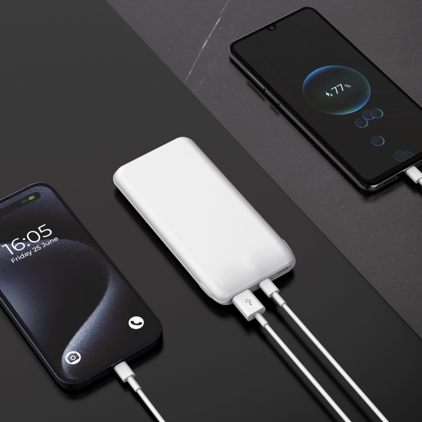 Power Bank 10000 mAh 10W Power Delivery 2xUSB-C + 1xUSB-A blanco