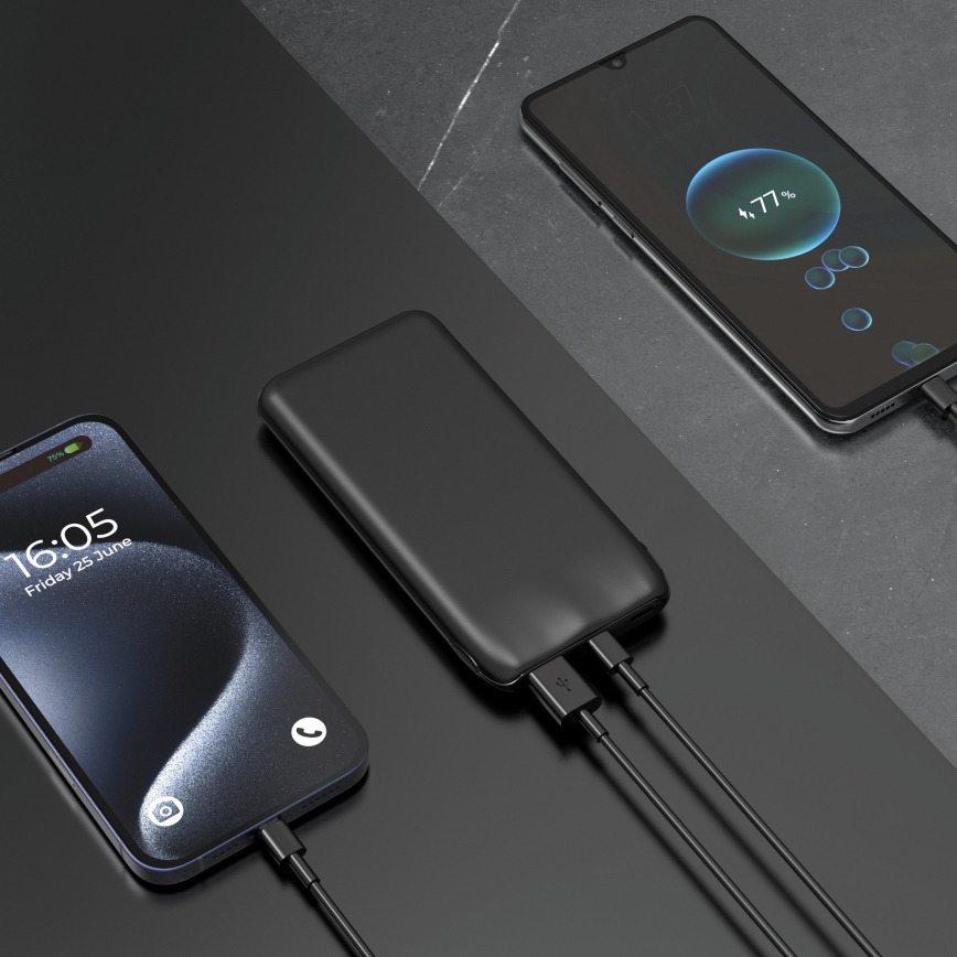 Power Bank 10000 mAh 10W Power Delivery 2xUSB-C + 1xUSB-A negro