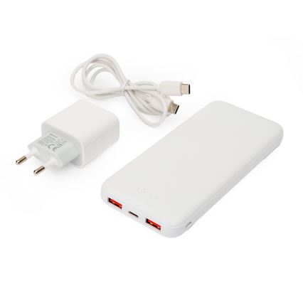 Power Bank 10000 mAh + adaptador 20W Power Delivery + USB-C/USB-C cable 1m blanco