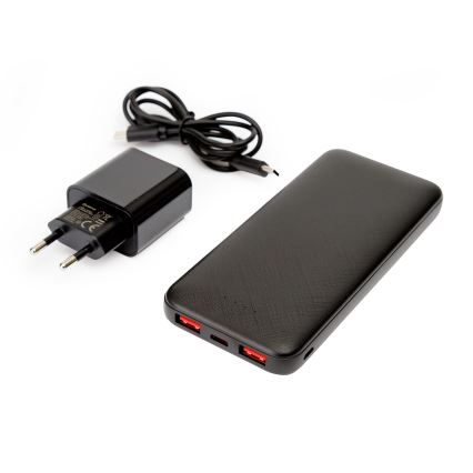 Power Bank 10000 mAh + adaptador 20W Power Delivery + USB-C/USB-C cable 1m negro