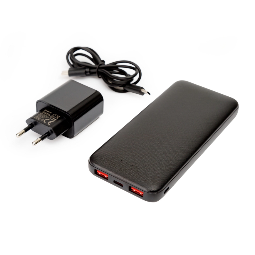 Power Bank 10000 mAh + adaptador 20W Power Delivery + USB-C/USB-C cable 1m negro