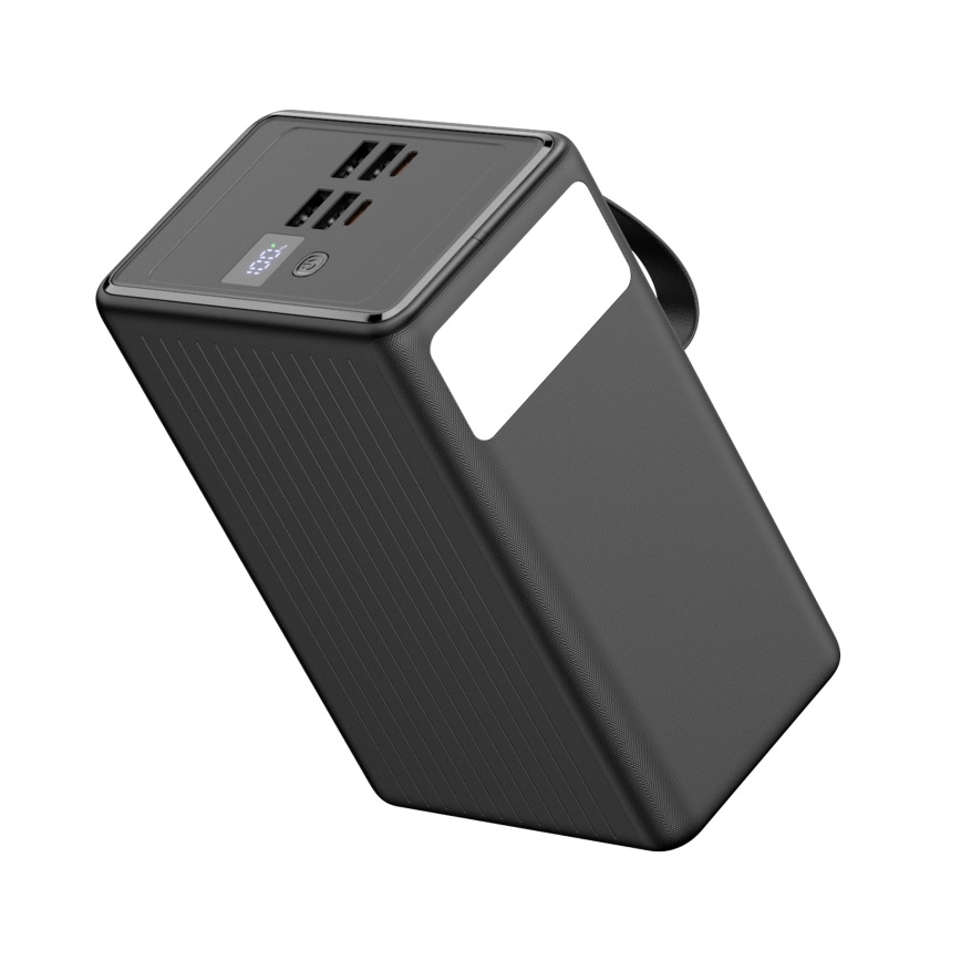 Power Bank 80000 mAh 20W Power Delivery 4xUSB-A + 2xUSB-C con Linterna LED con gancho e imán y USB-C cable 1m negro