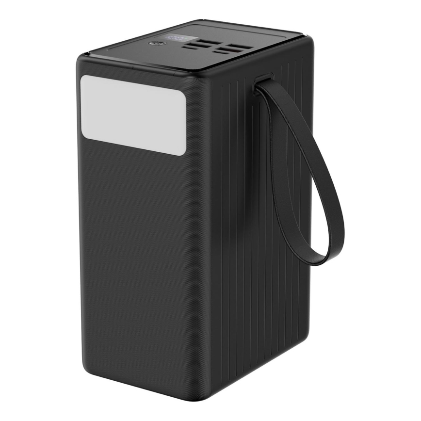 Power Bank 80000 mAh 20W Power Delivery 4xUSB-A + 2xUSB-C con Linterna LED con gancho e imán y USB-C cable 1m negro