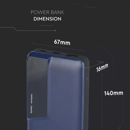 Power Bank con display 10000mAh/3,7V azul