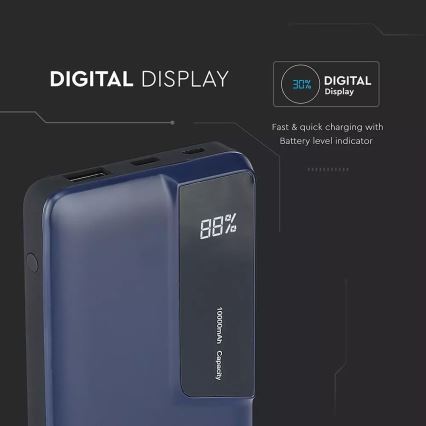 Power Bank con display 10000mAh/3,7V azul