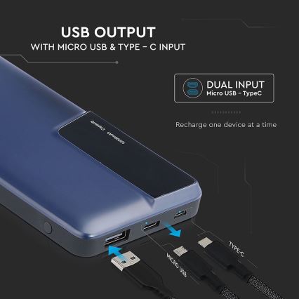 Power Bank con display 10000mAh/3,7V azul