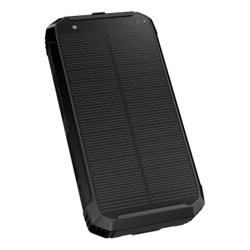 Power bank con luz LED, carga inalámbrica y panel solar Power Delivery 15W/10000 mAh negro