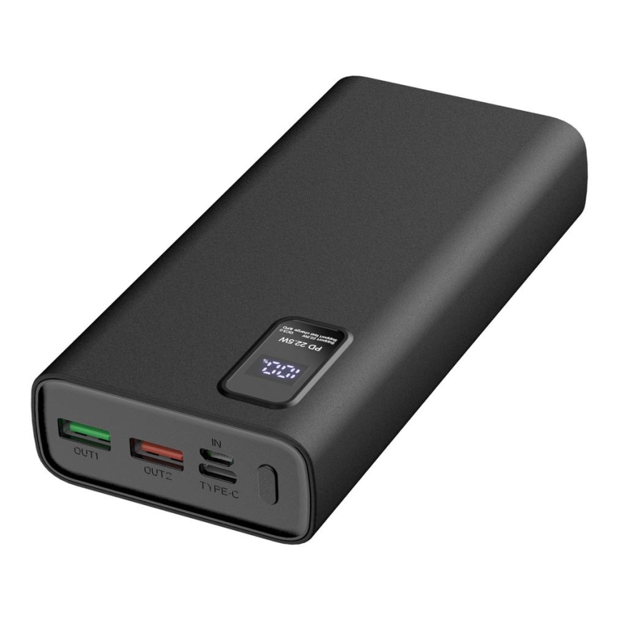 Power Bank con pantalla LED Power Delivery 20000 mAh 3.7V negro