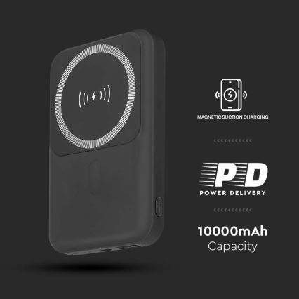 Power Bank magnético con carga inalámbrica Power Delivery 10 000mAh/20W/3,7V negro