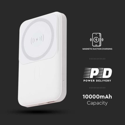 Power Bank magnético con cargador inalámbrico Power Delivery 10 000mAh/20W/3,7V blanco