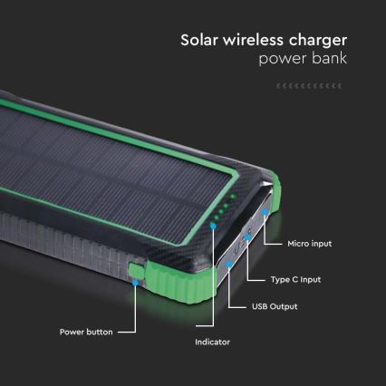 Power Bank solar Power Delivery 10000mAh/10W/5V negro