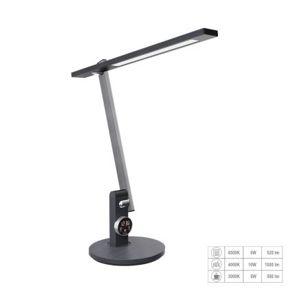 Prezent 31215 - Lámpara de mesa LED flexible táctil regulable con pantalla PUNK LED/12W/230V 3000-6500K
