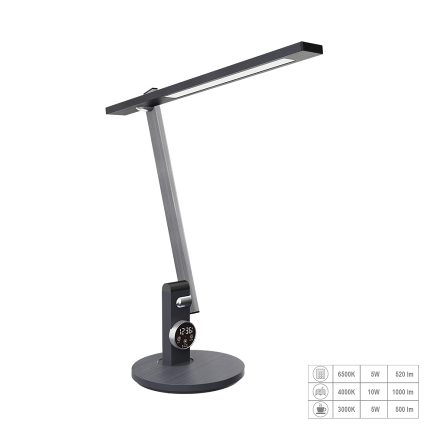Prezent 31215 - Lámpara de mesa LED flexible táctil regulable con pantalla PUNK LED/12W/230V 3000-6500K