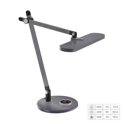 Prezent 31216 - Lámpara de mesa LED flexible táctil regulable con pantalla ZIPP LED/12W/230V 3000-6500K