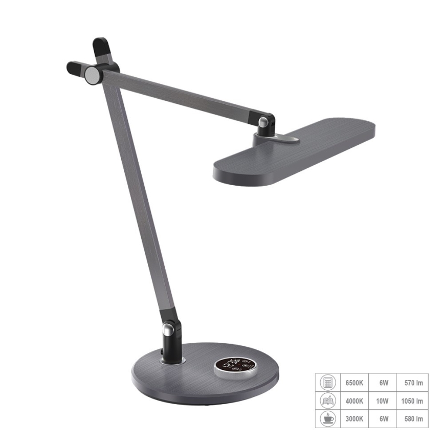 Prezent 31216 - Lámpara de mesa LED flexible táctil regulable con pantalla ZIPP LED/12W/230V 3000-6500K