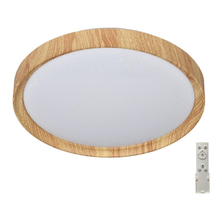 Prezent 71330 - Plafón LED regulable WOODEN LED/33W/230V 3000-6500K + mando a distancia