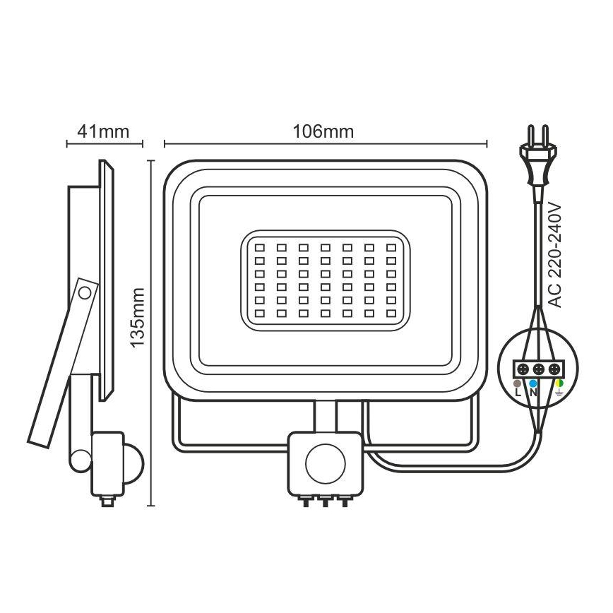 Proyector LED con sensor LED/10W/230V 4000K IP44