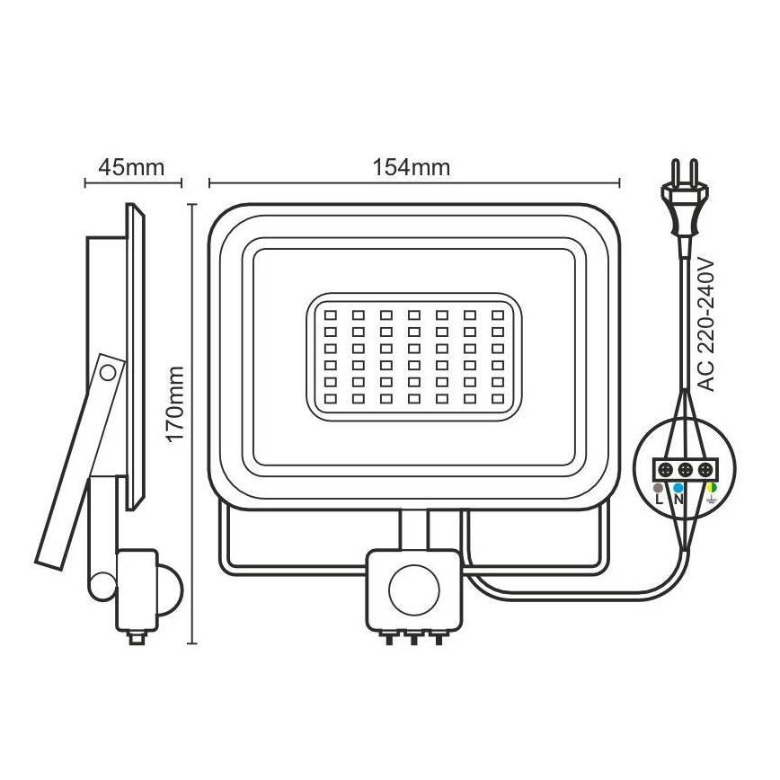 Proyector LED con sensor LED/30W/230V 4000K IP44