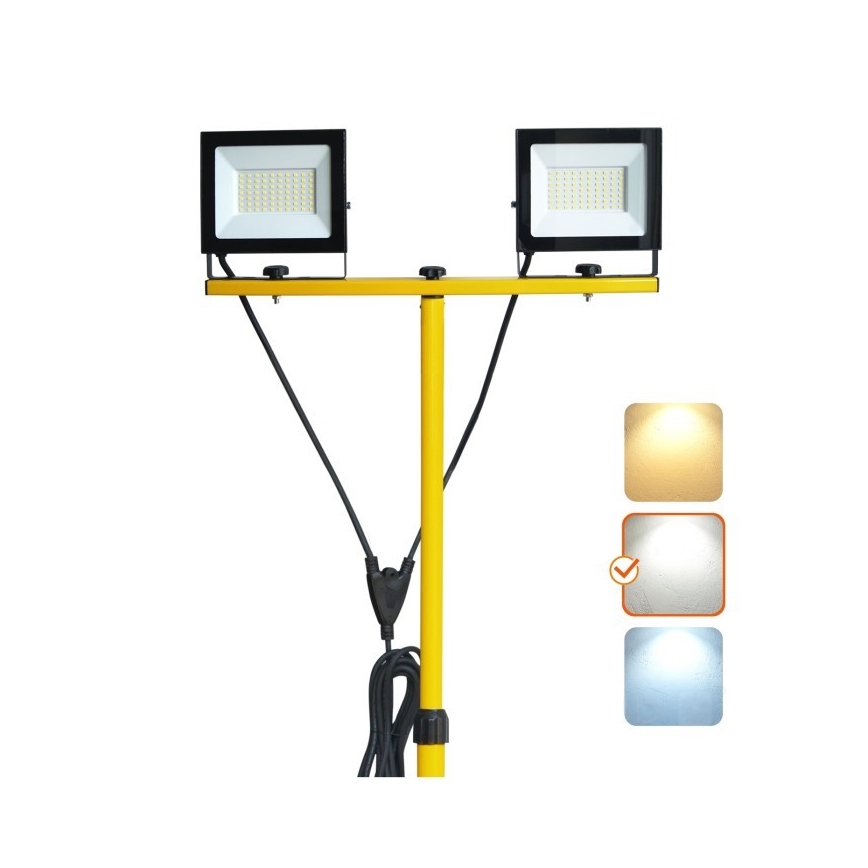 Proyector LED con soporte TIGRA 2xLED/50W/230V 4000K IP54 negro/amarillo