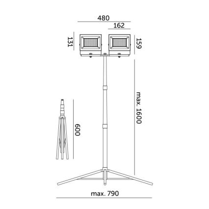 Proyector LED con soporte TIGRA 2xLED/50W/230V 4000K IP54 negro/amarillo