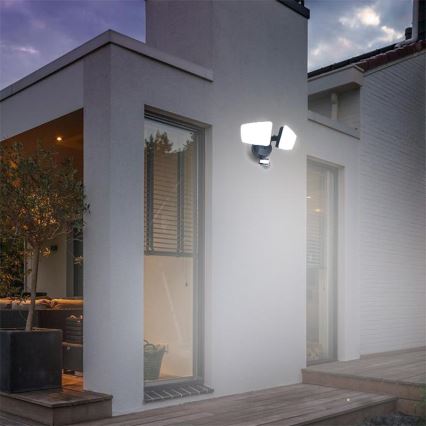 Proyector LED de exterior con sensor LED/24W/230V 3000/4000/6000K IP54 negro