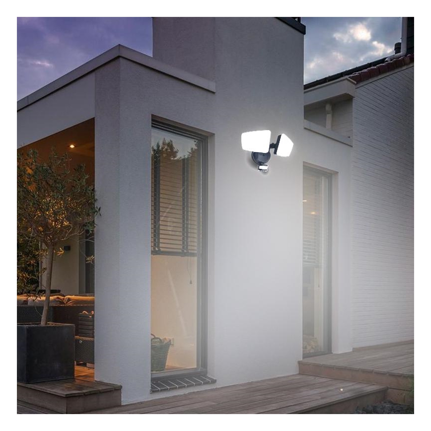 Proyector LED de exterior con sensor LED/24W/230V 3000/4000/6000K IP54 negro