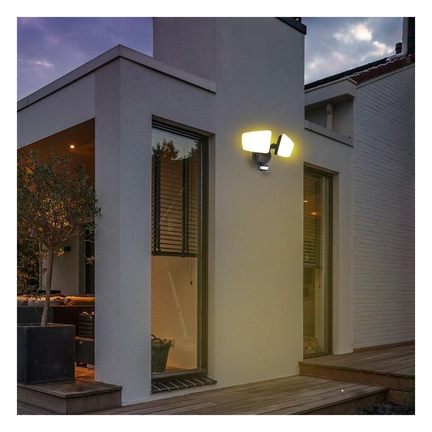 Proyector LED de exterior con sensor LED/24W/230V 3000/4000/6000K IP54 negro