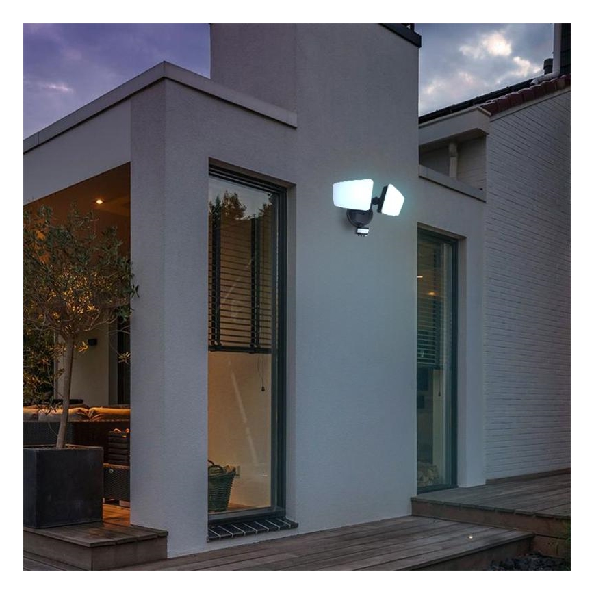 Proyector LED de exterior con sensor LED/24W/230V 3000/4000/6000K IP54 negro