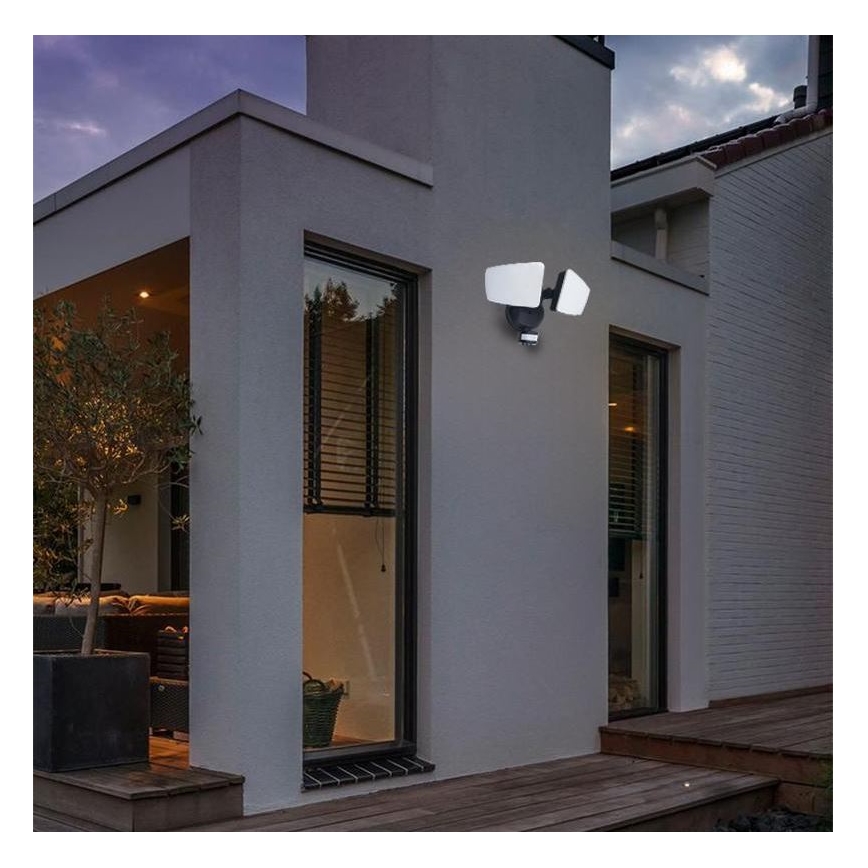 Proyector LED de exterior con sensor LED/24W/230V 3000/4000/6000K IP54 negro