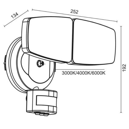 Proyector LED de exterior con sensor LED/24W/230V 3000/4000/6000K IP54 negro