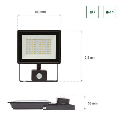 Proyector LED de exterior con sensor NOCTIS LUX 3 LED/50W/230V 4000K IP44 negro