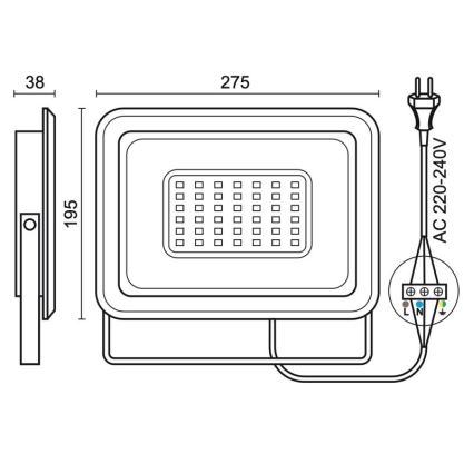 Proyector LED de exterior LED/100W/230V 4000K IP65 negro