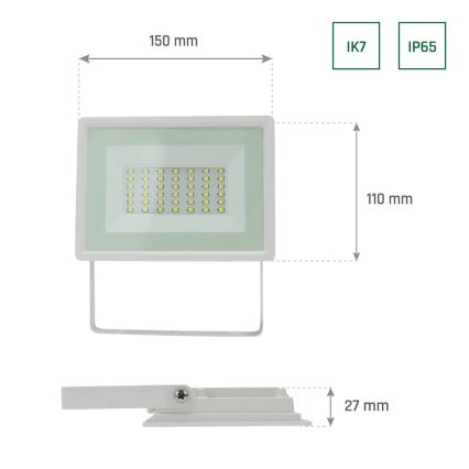 Proyector LED de exterior NOCTIS LUX 3 LED/30W/230V 4000K IP65 blanco