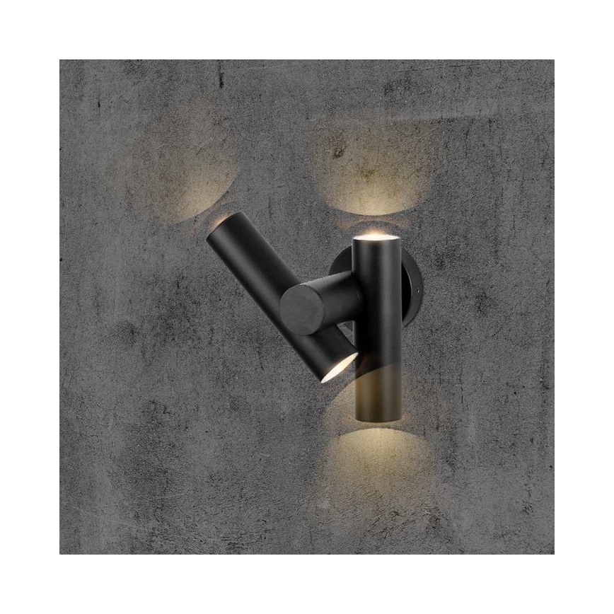 Proyector LED flexible de pared para exteriores 2xLED/3W/230V 3000K IP44 negro