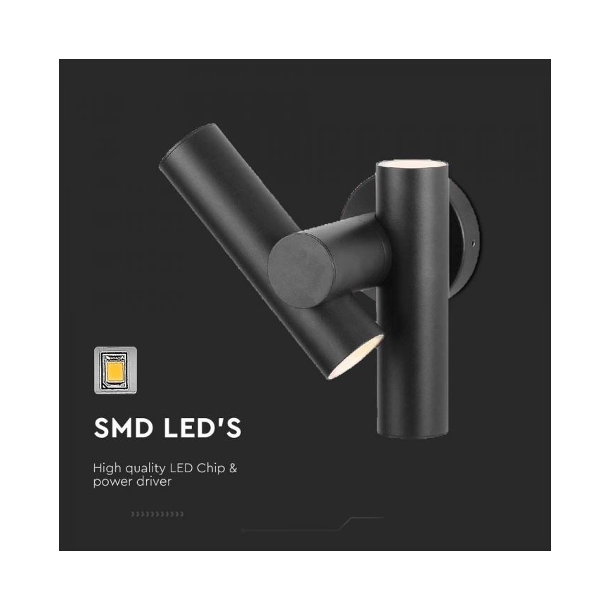 Proyector LED flexible de pared para exteriores 2xLED/3W/230V 3000K IP44 negro
