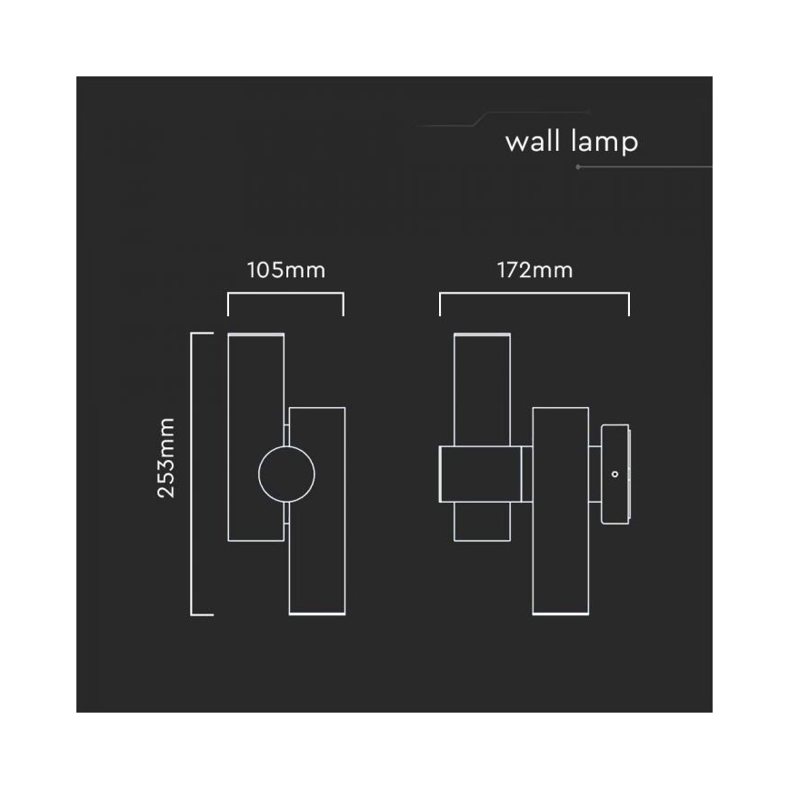 Proyector LED flexible de pared para exteriores 2xLED/3W/230V 3000K IP44 negro