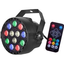 Proyector LED Disco LED/12W/230V multicolor + mando a distancia
