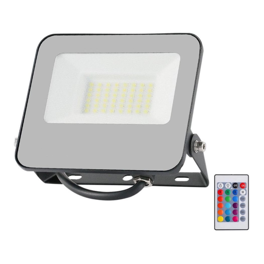 Proyector LED RGBW regulable LED/30W/230V IP65 gris + control remoto