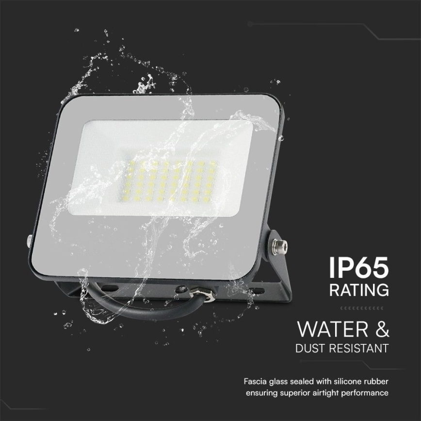 Proyector LED RGBW regulable LED/30W/230V IP65 gris + control remoto