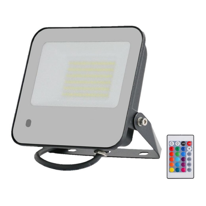 Proyector LED RGBW regulable LED/50W/230V IP65 gris + control remoto