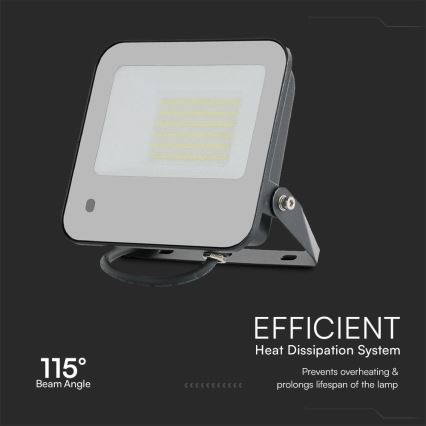 Proyector LED RGBW regulable LED/50W/230V IP65 gris + control remoto