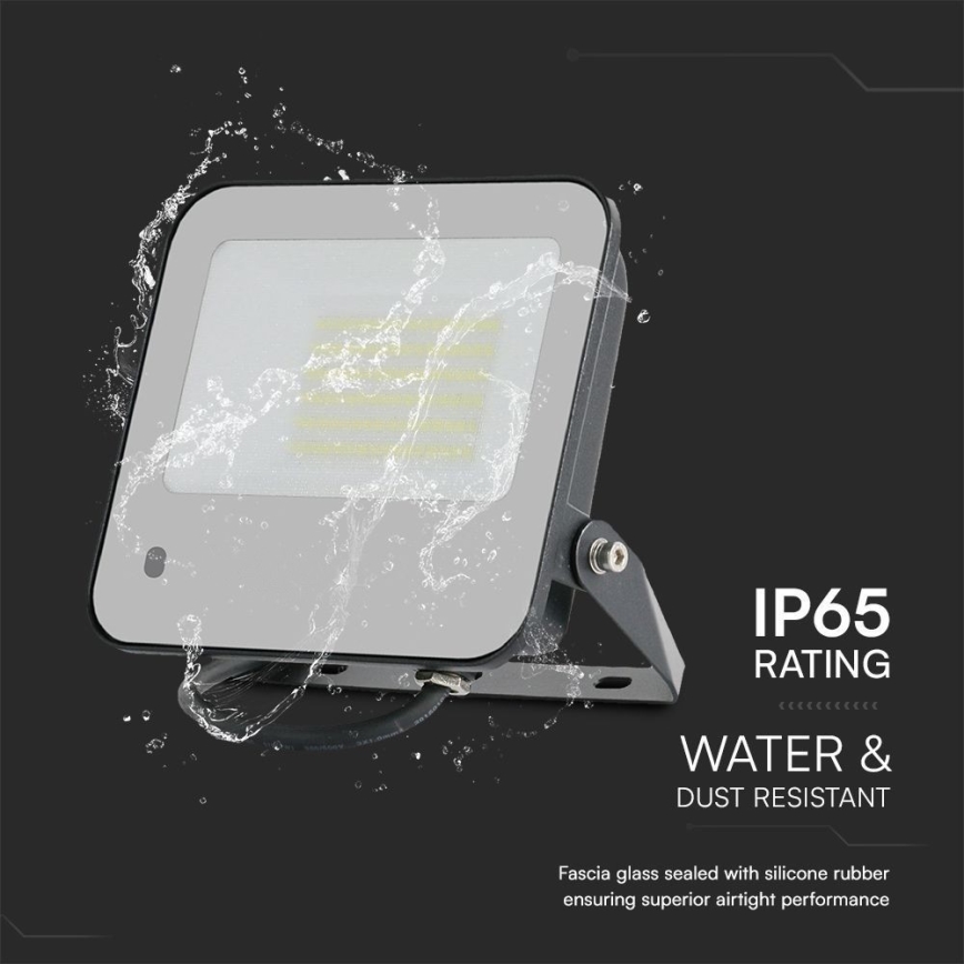 Proyector LED RGBW regulable LED/50W/230V IP65 gris + control remoto