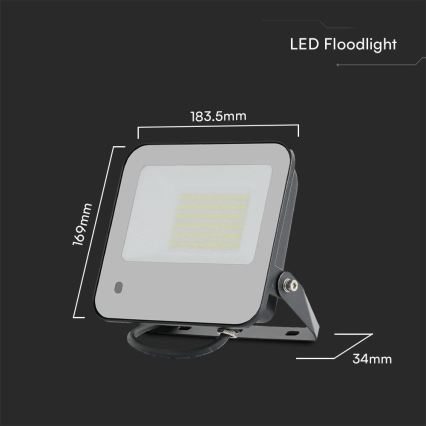 Proyector LED RGBW regulable LED/50W/230V IP65 gris + control remoto